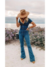 Laney Flare Denim Jumpsuit