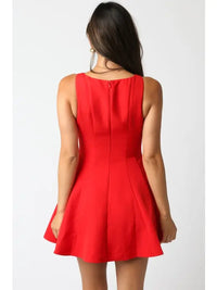 Evan Flare Dress, Red