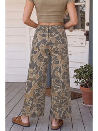 Drawstring Camo Denim Pants