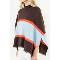 Colorblock Poncho Sweater - august