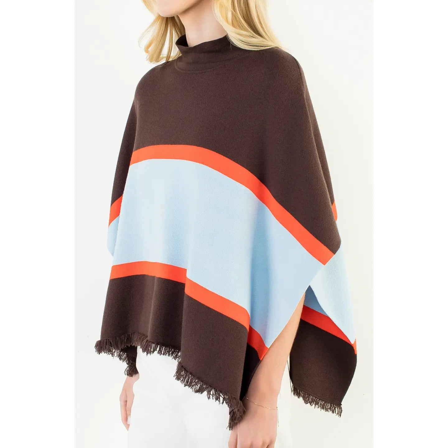 Colorblock Poncho Sweater - august