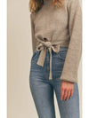 Cropped Tie Front Sweater