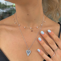 Silver White Shell Heart Necklace