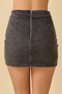 Black Denim Skirt with Bows