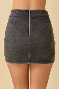 Denim Black Bow Mini Skort