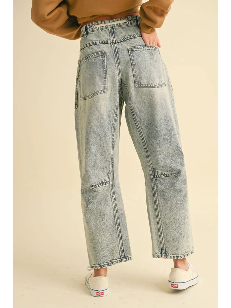 Drawstring Barrel Pants, denim