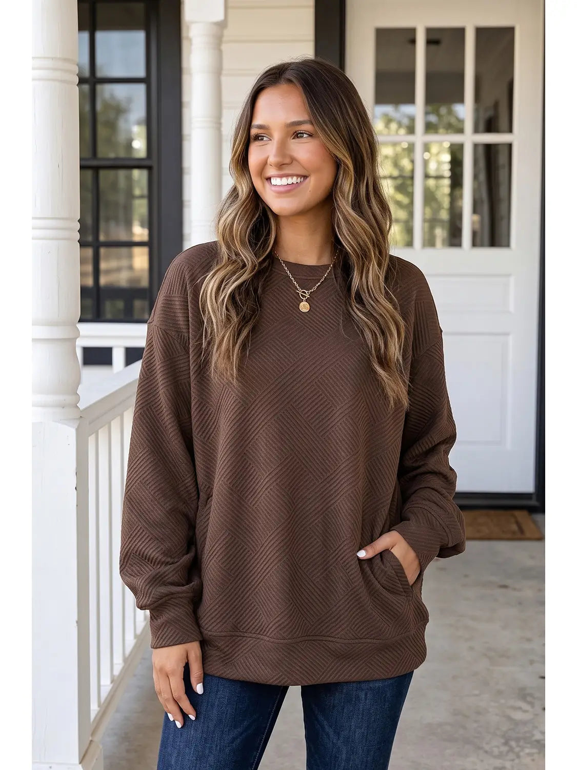 Avery Textured Sweatshirt with Pockets