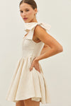 Textured Cream Bow Dress