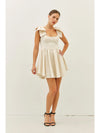 Textured Cream Bow Dress