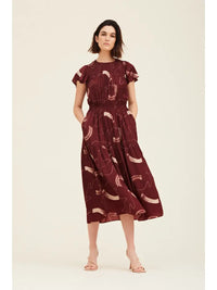 Audra Burgandy Midi Dress