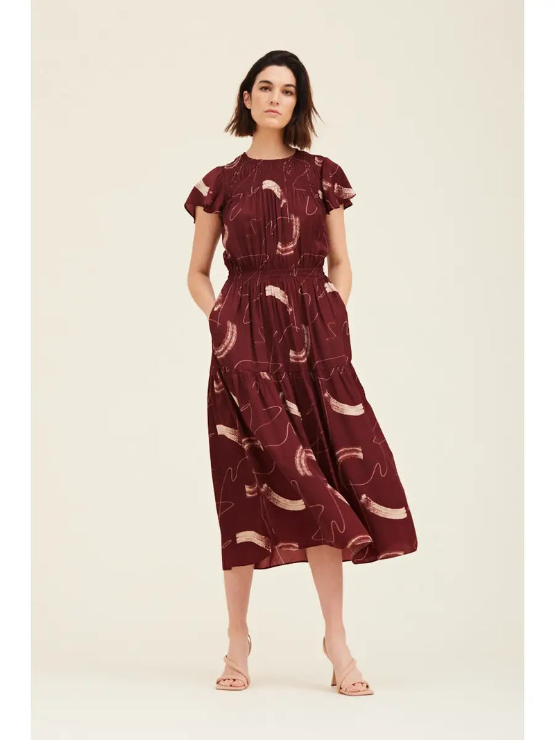 Audra Burgandy Midi Dress