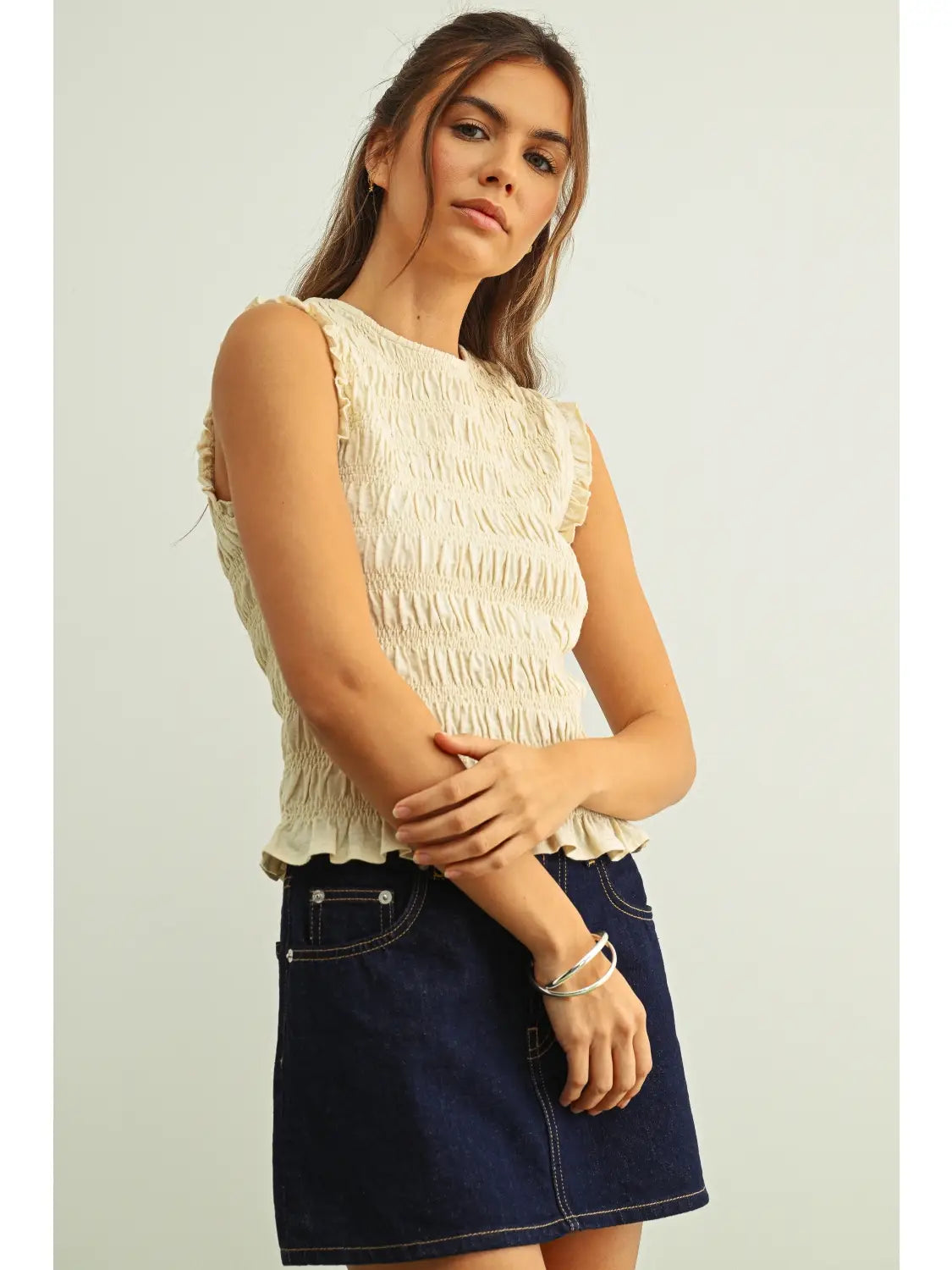 Sleeveless Smocked Top