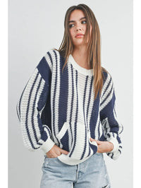 Ashton Drop Shoulder Sweater - Navy