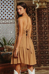 Strapless Mocha Tie Back Dress