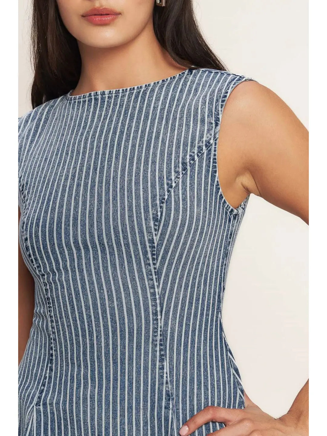 Striped Denim Mini Dress