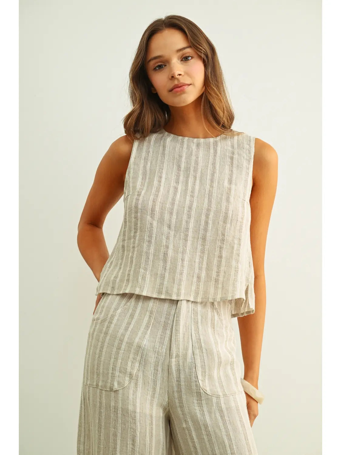 Jaquard Linen Open back Top