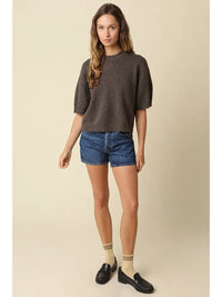 Parker Half Sleeve Sweater - Brown