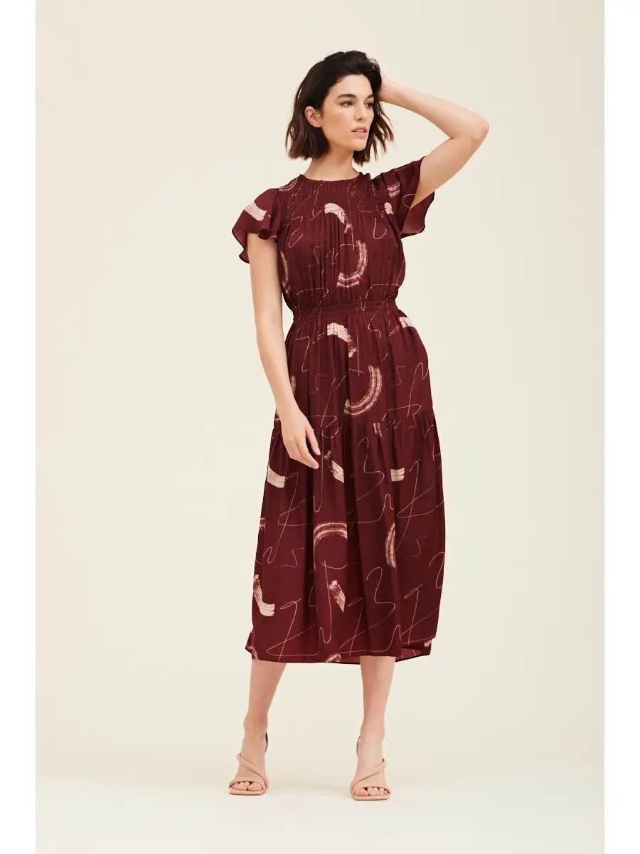 Audra Burgandy Midi Dress