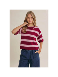 Windy PInk and Wine Striped Top - august
