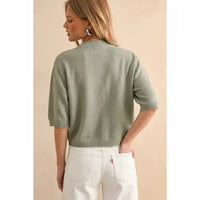 Sage Butter Short Sleeve Sweater Top