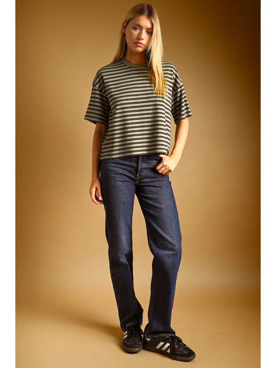 Eden Double Stripe Short Sleeve Top