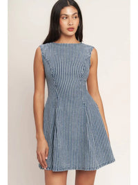 Striped Denim Mini Dress