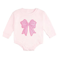 Pink Bow Sequin Patch Romper