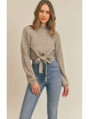 Cropped Tie Front Sweater