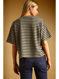 Eden Double Stripe Short Sleeve Top