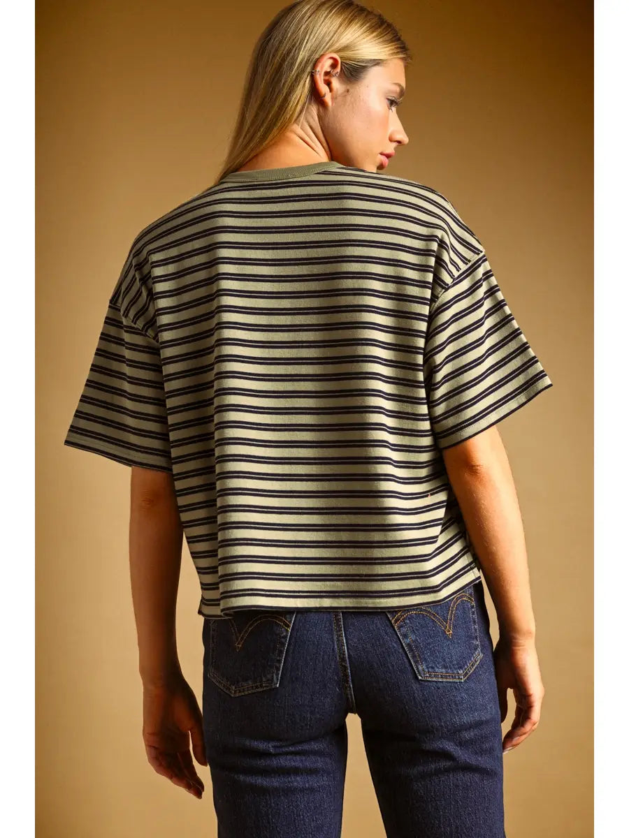Eden Double Stripe Short Sleeve Top