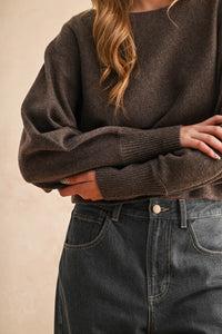 Boat Neck Chocolate Sweater