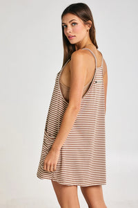 Striped Active Romper Dress Taupe