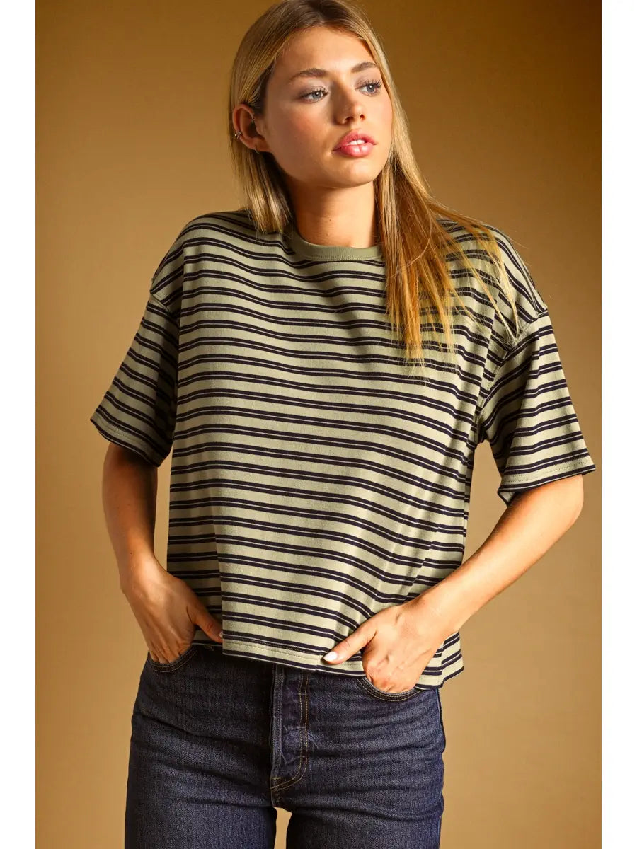 Eden Double Stripe Short Sleeve Top