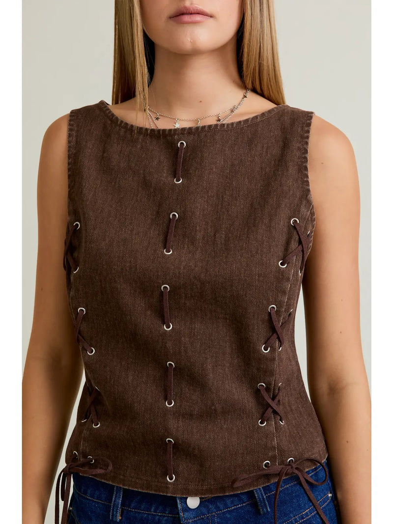 Camille Sleeveless Laced Top