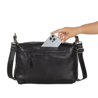 Avery Diamond Leather Crossbody - BLK