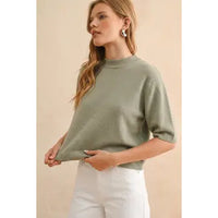 Sage Butter Short Sleeve Sweater Top