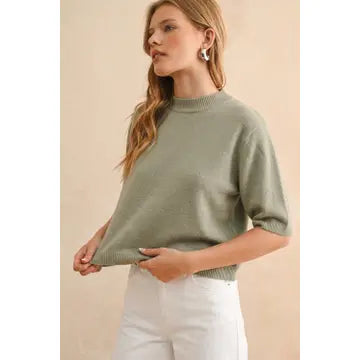 Sage Butter Short Sleeve Sweater Top