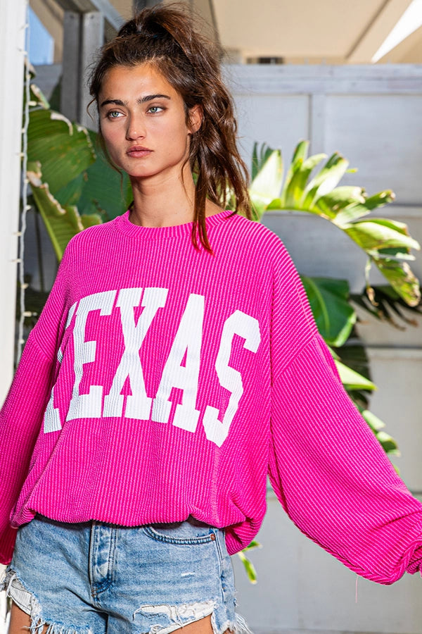 Texas Graphic Sweatshirt - Fuchsia