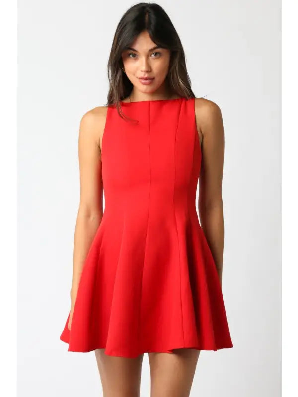 Evan Flare Dress, Red