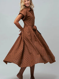 Polka Dot Midi Shirt Dress