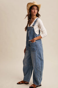 Wide Leg Denim Overalls
