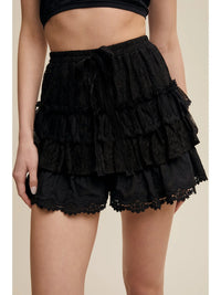 Lace Tiered Shorts with Ruffle Detail