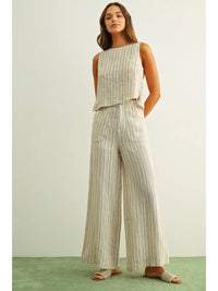 Jaquard Linen Open back Top