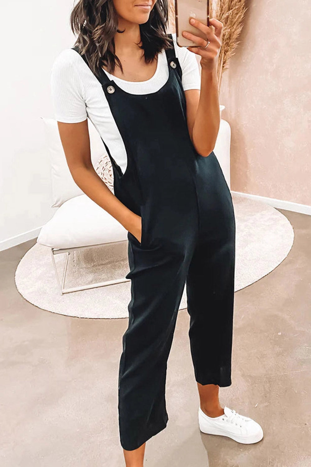 Lena Black Overalls