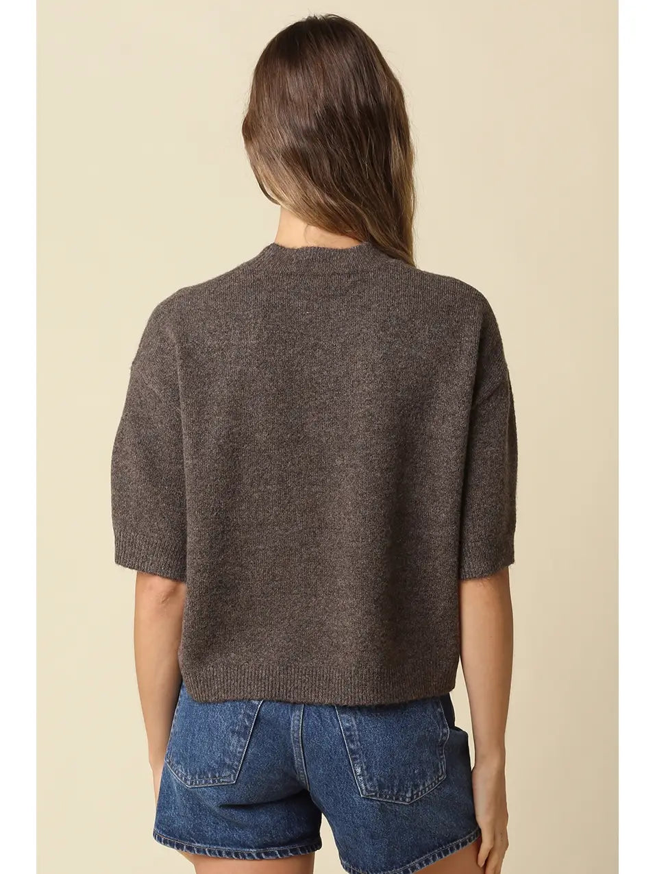 Parker Half Sleeve Sweater - Brown