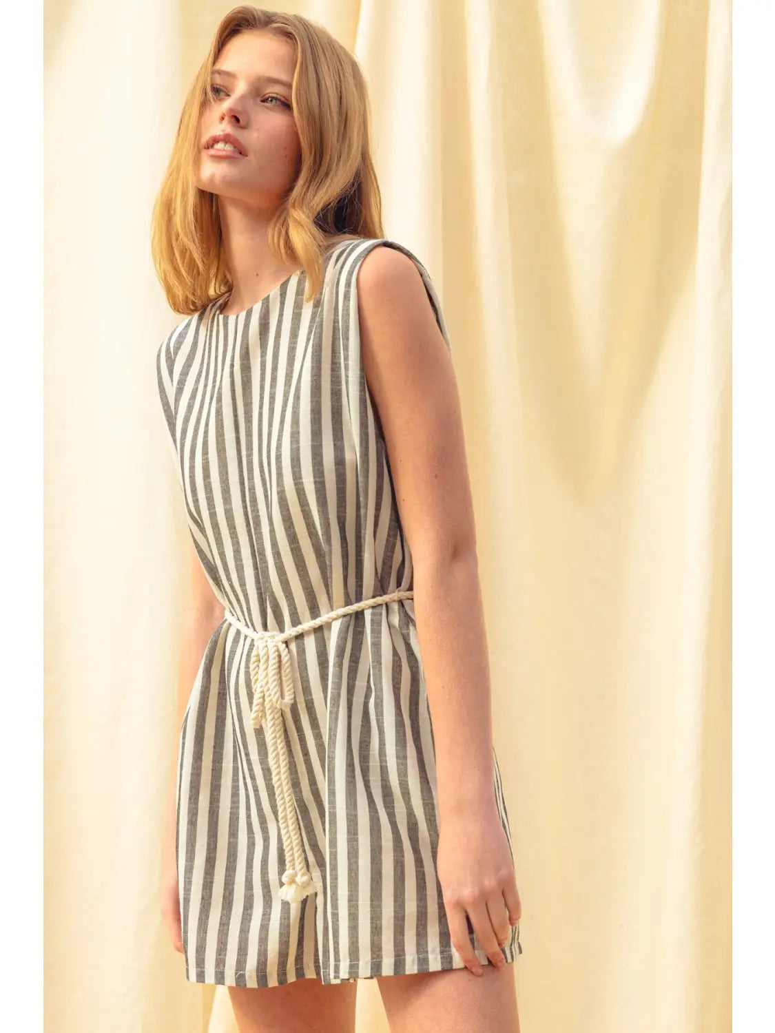 Stripe Pattern Sleeveless Romper