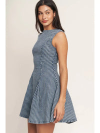Striped Denim Mini Dress