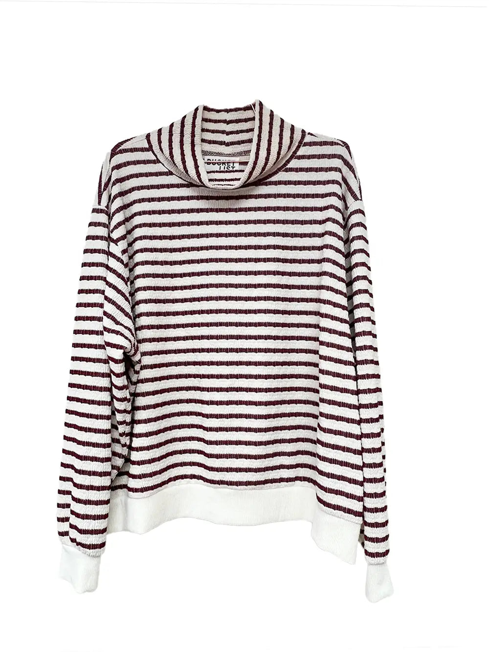 Blake Stripe Mock Neck Sweatshirt Top- Burgundy