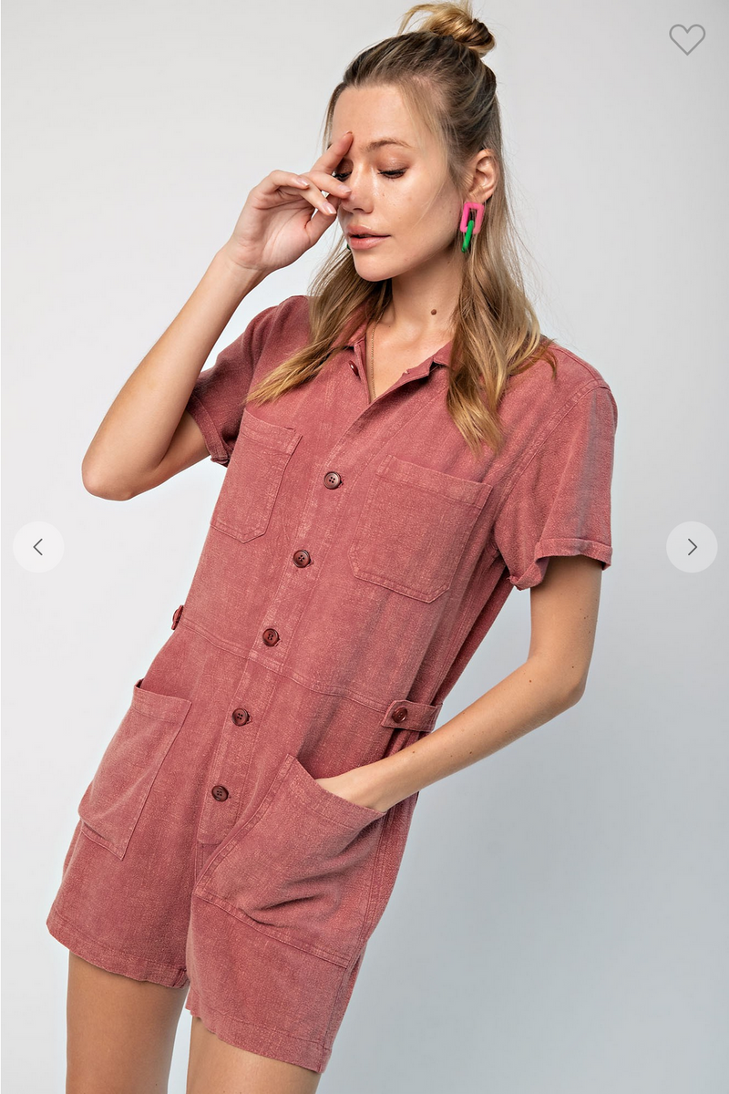 Linen Button Down Romper