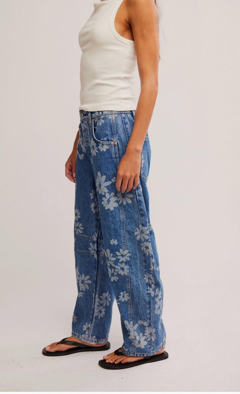 Good Luck Printed Barrel Pants